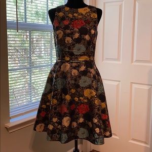 Tahari ASL Metallic Jacquard Flare Dress